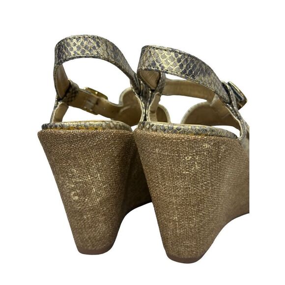 VANELi Gold Metallic Snakeskin Wedge Sandals 
Size 9 1/2 - Picture 4 of 12